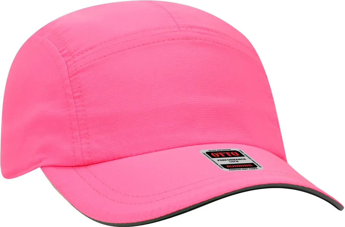 Otto 133-1252 Reflective 5 Panel Running Cap - N. Pink - 6 1/2’’ - 7 5/8’’