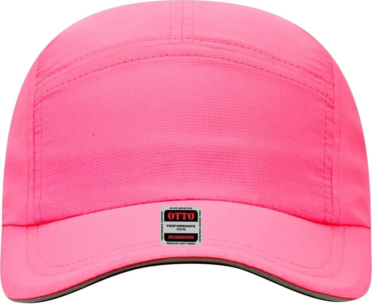 Otto 133-1252 Reflective 5 Panel Running Cap - N. Pink - 6 1/2’’ - 7 5/8’’