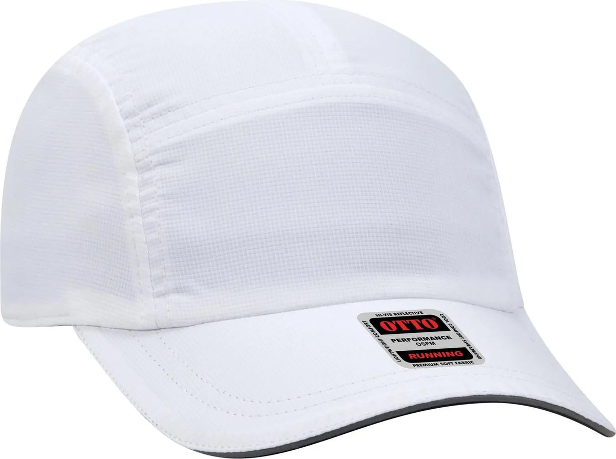Otto 133-1252 Reflective 5 Panel Running Cap - White - 6 1/2’’ - 7 5/8’’