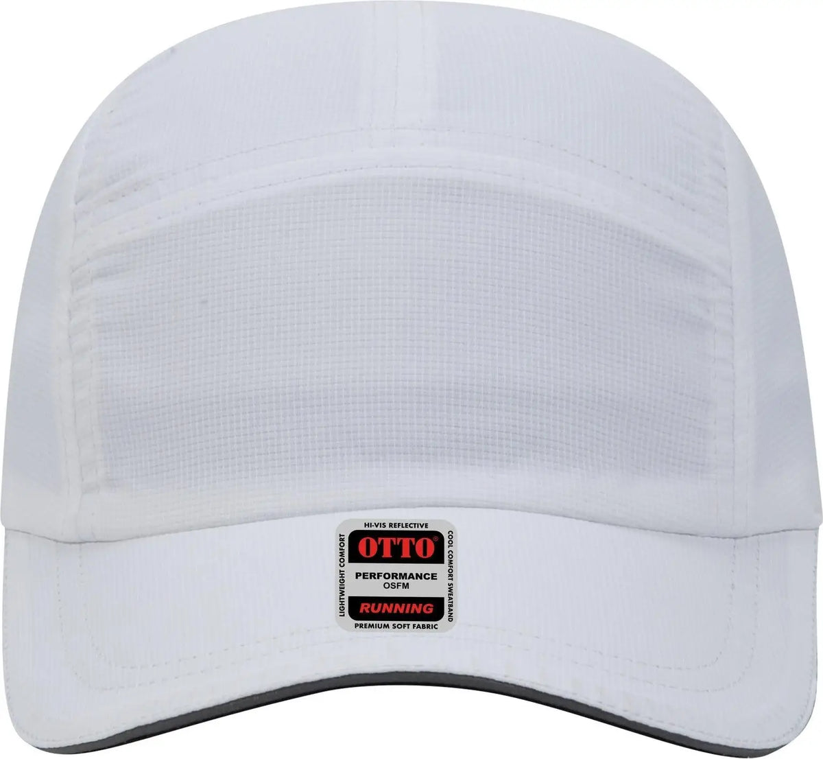 Otto 133-1252 Reflective 5 Panel Running Cap - White - 6 1/2’’ - 7 5/8’’