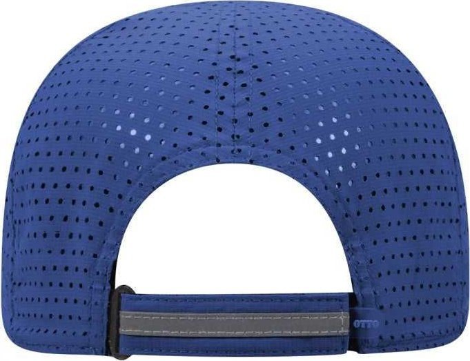 Otto 133-1258 6 Panel Textured Polyester Pongee with Mesh Inserts Reflective Sandwich Visor Running Cap - Royal