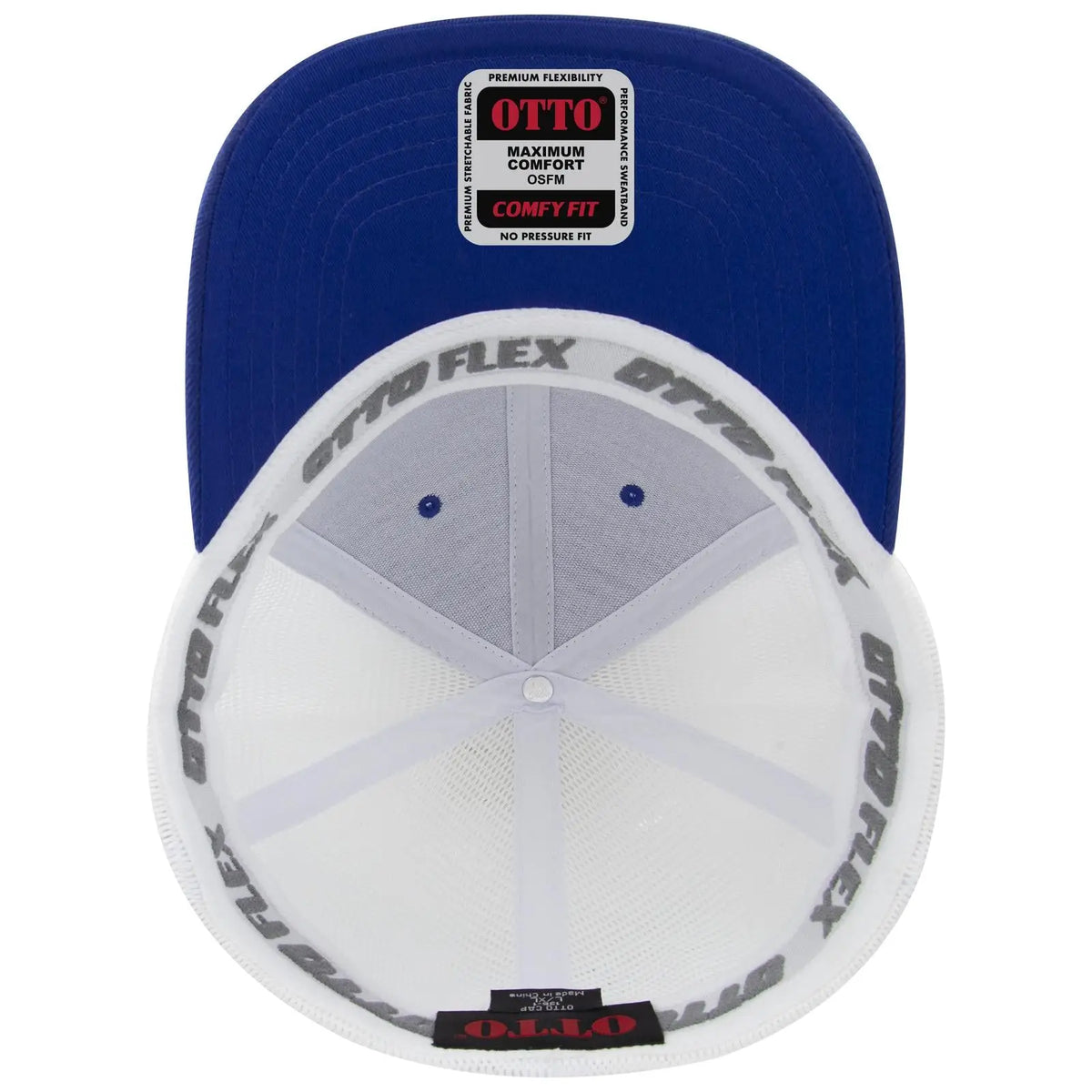 Otto 135-1 ?Otto Flex’ Fitted 6 Panel Low Profile Mesh Back Trucker Cap - Ryl/wht