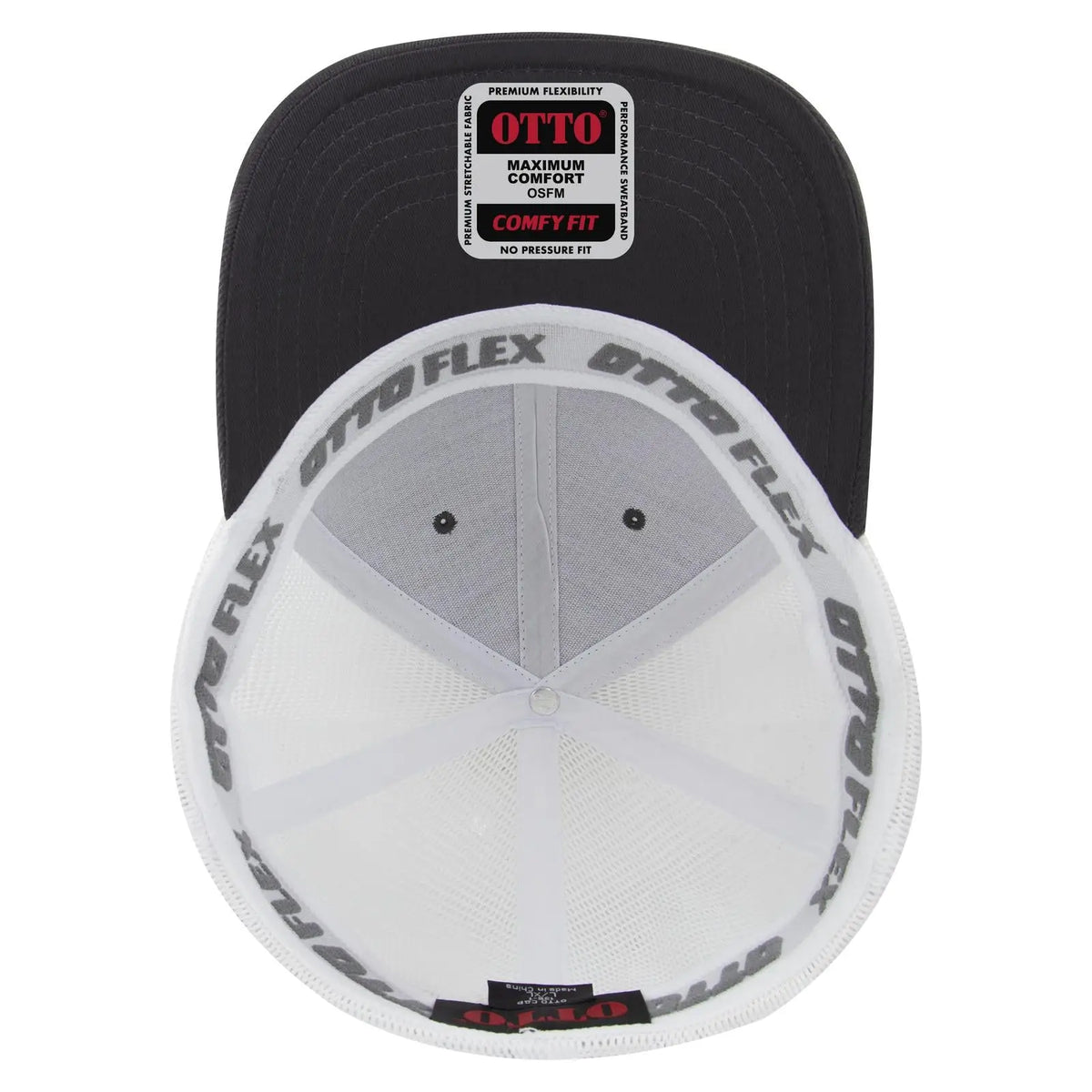 Otto 135-1 ?Otto Flex’ Fitted 6 Panel Low Profile Mesh Back Trucker Cap - Ch.gry/wht