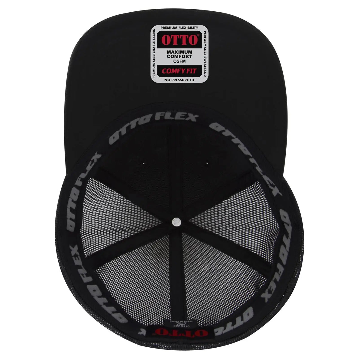 Otto 135-1 ?Otto Flex’ Fitted 6 Panel Low Profile Mesh Back Trucker Cap - Black