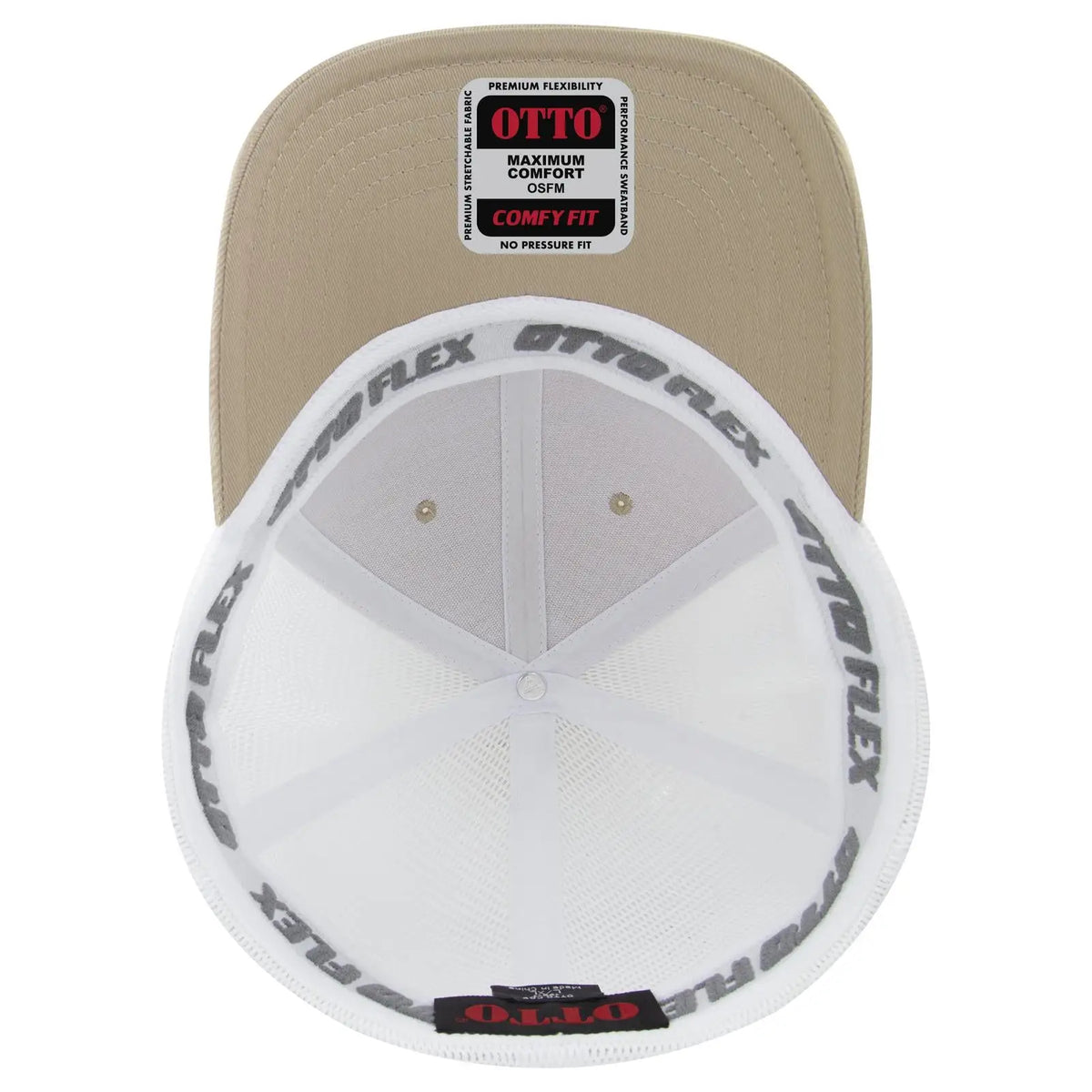 Otto 135-1 ?Otto Flex’ Fitted 6 Panel Low Profile Mesh Back Trucker Cap - Kha/wht