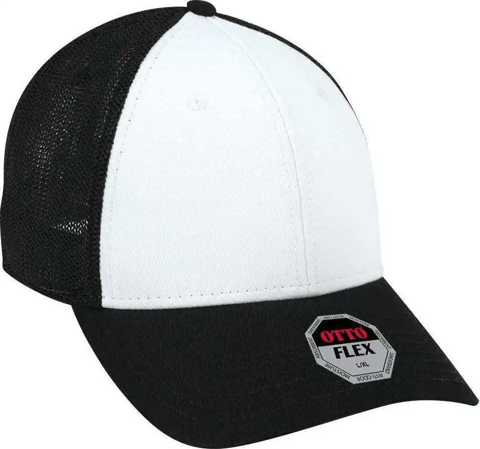 Otto 135 1230 Flex 6 Panel Low Profile Mesh Back Style Cap Black White / S/m
