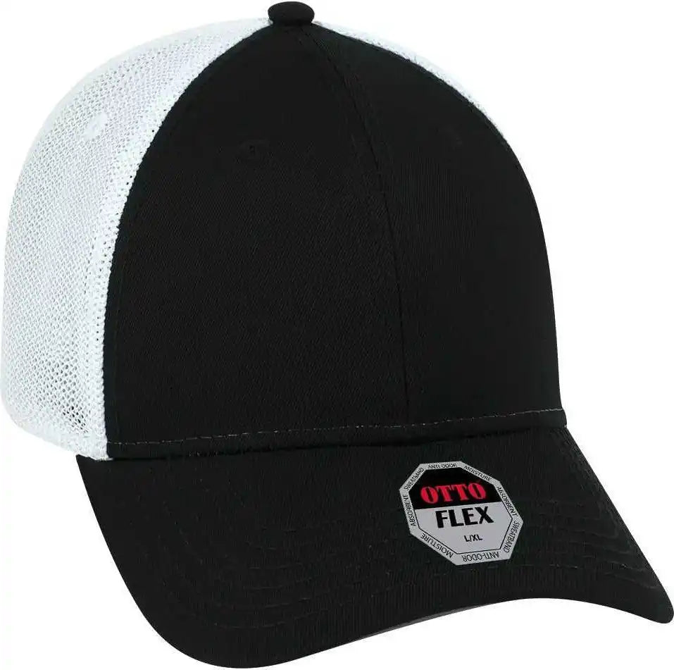 Otto 135-1230 Flex 6 Panel Low Profile Mesh Back Style Cap - Black White - S/m