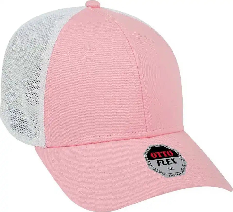 Otto 135-1230 Flex 6 Panel Low Profile Mesh Back Style Cap - Pnk White - Pink / S/m