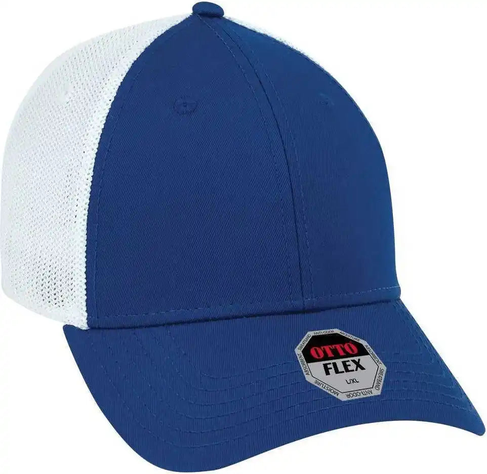 Otto 135-1230 Flex 6 Panel Low Profile Mesh Back Style Cap - Royal White - S/m