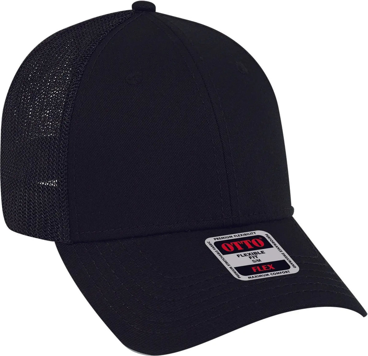 Otto 135-1230 ?Otto Flex’ Fitted 6 Panel Low Profile Mesh Back Trucker Cap - Black