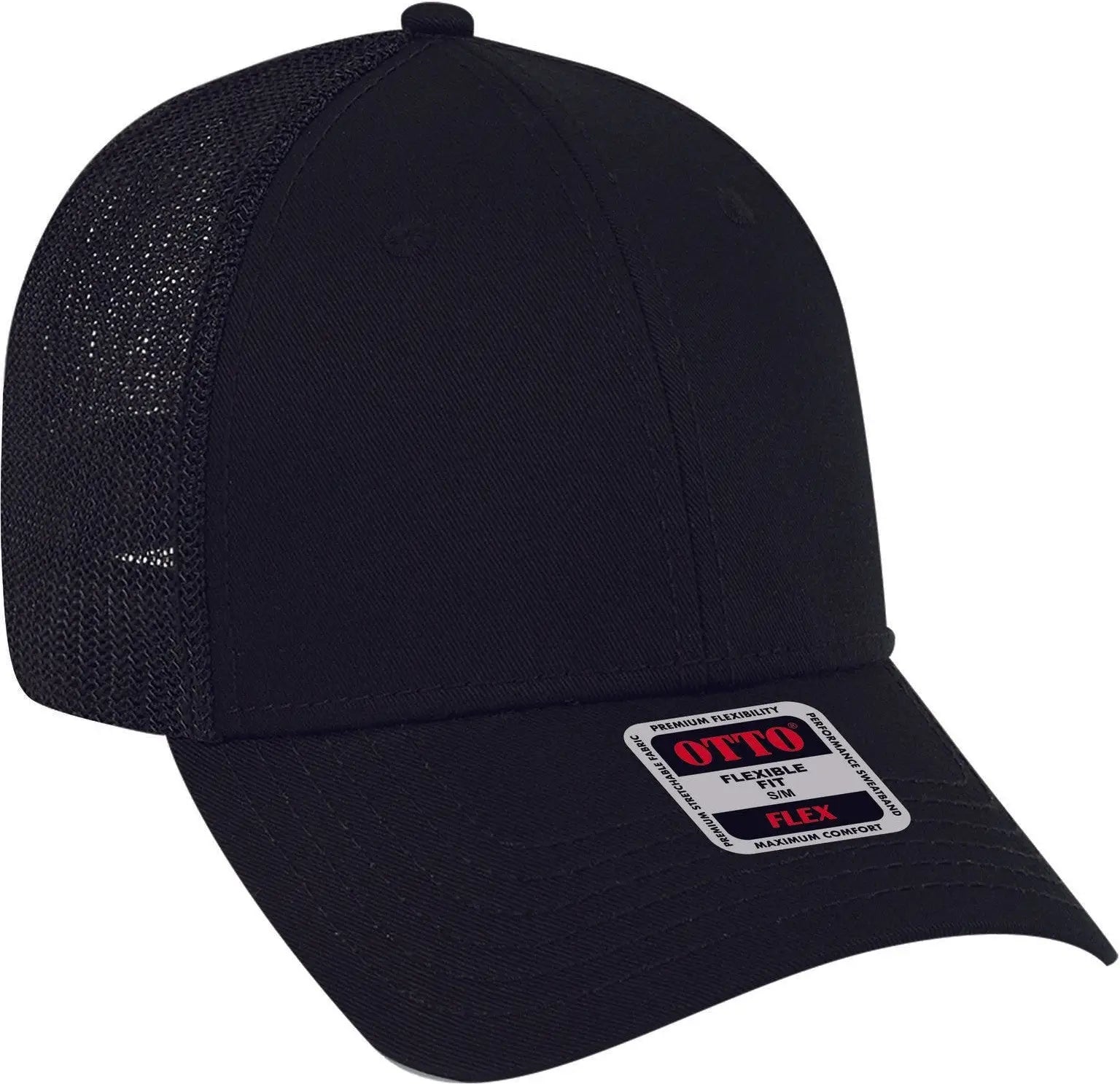 Otto 135-1230 ?Otto Flex’ Fitted 6 Panel Low Profile Mesh Back Trucker Cap - Black