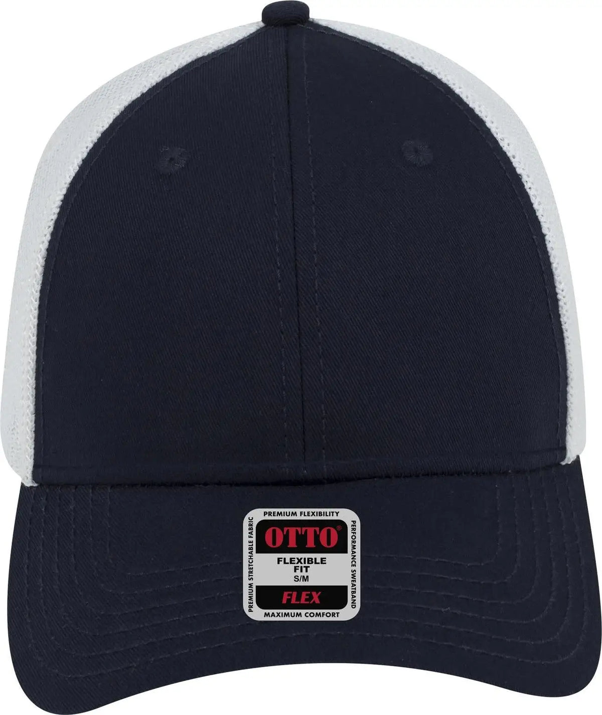 Otto 135-1230 ?Otto Flex’ Fitted 6 Panel Low Profile Mesh Back Trucker Cap - Nvy/nvy/wht