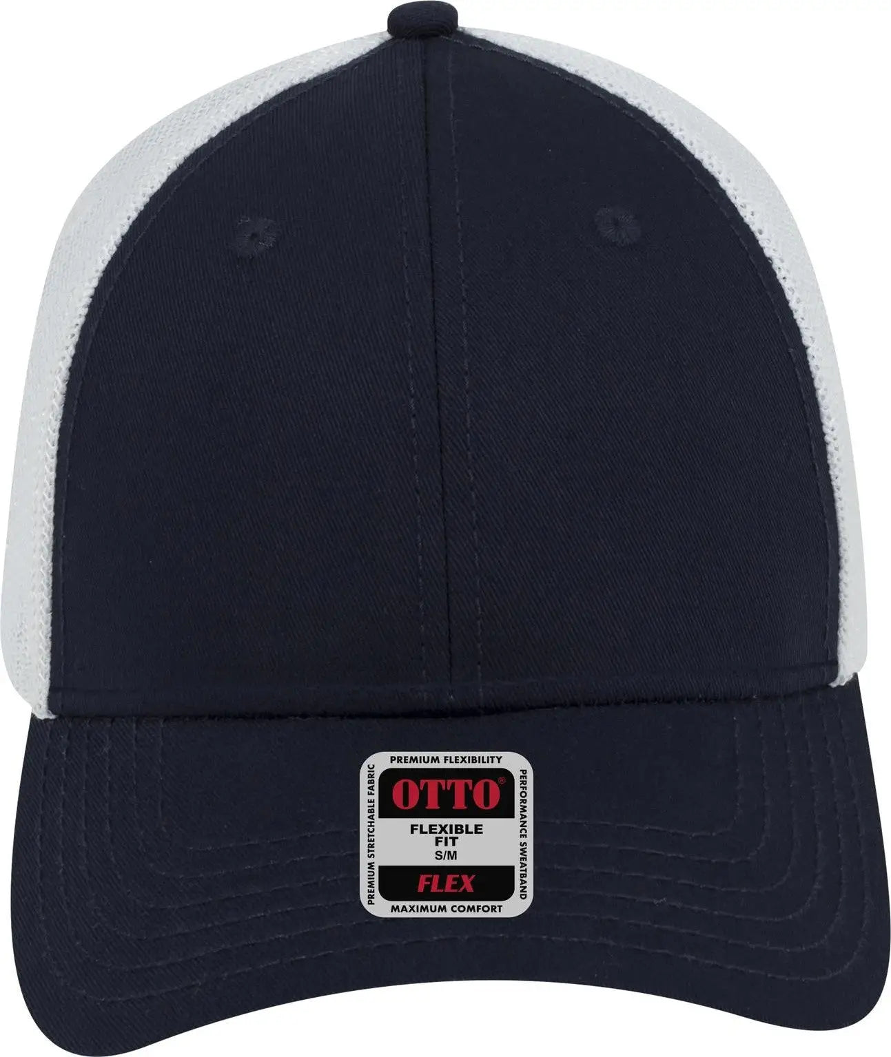 Otto 135-1230 ?Otto Flex’ Fitted 6 Panel Low Profile Mesh Back Trucker Cap - Nvy/nvy/wht