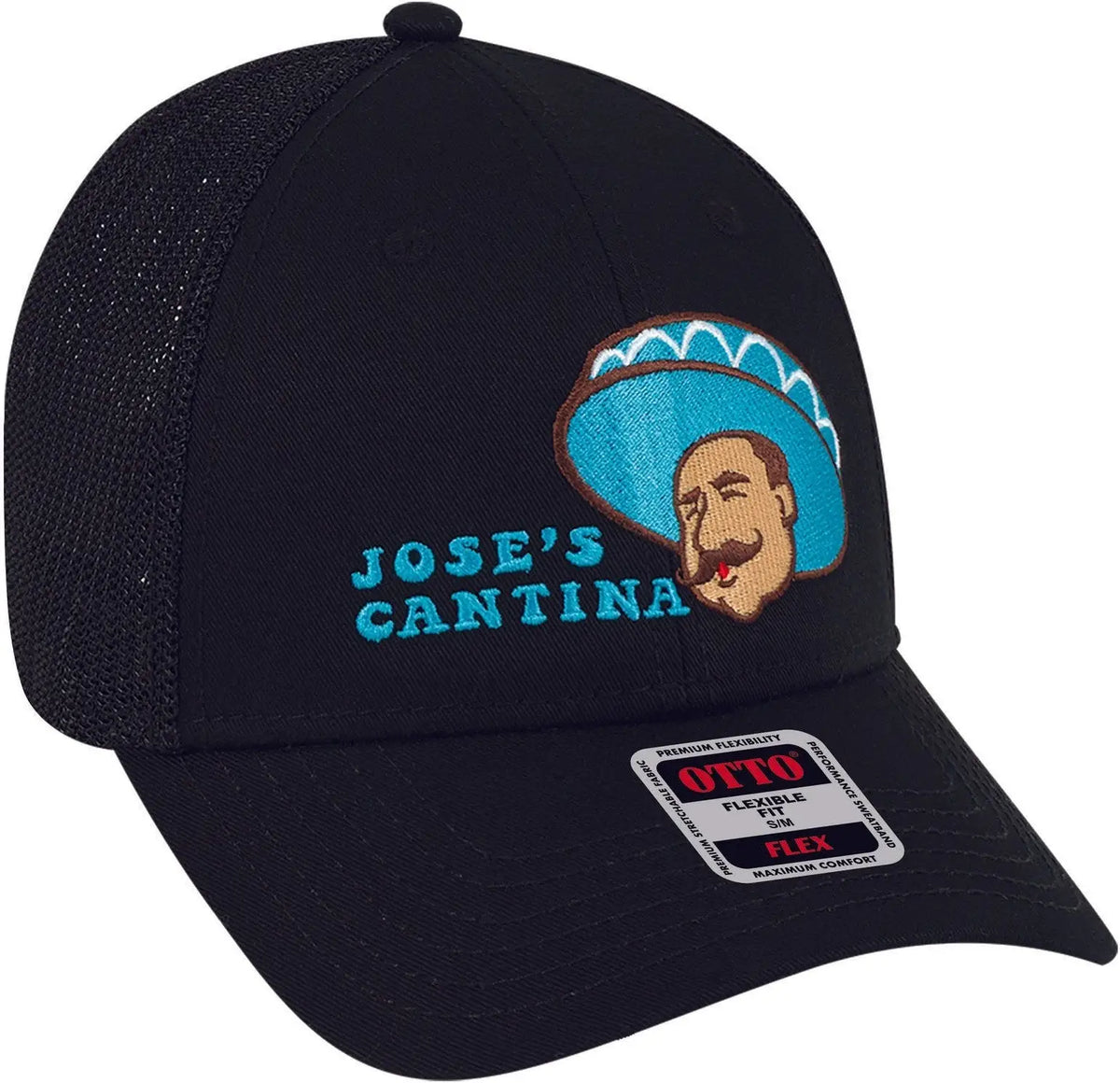 Otto 135-1230 ?Otto Flex’ Fitted 6 Panel Low Profile Mesh Back Trucker Cap - Black