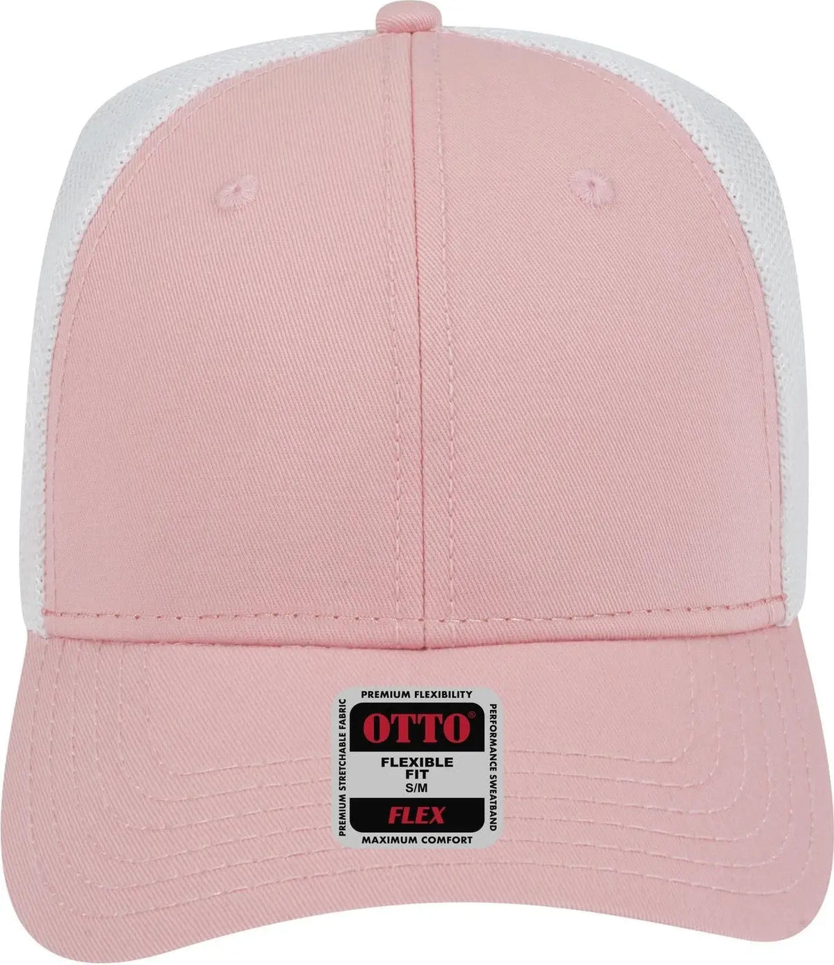 Otto 135-1230 ?Otto Flex’ Fitted 6 Panel Low Profile Mesh Back Trucker Cap - Pnk/pnk/wht