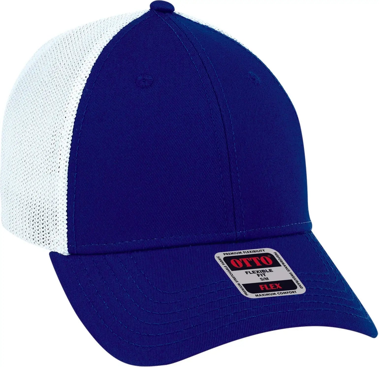 Otto 135-1230 ?Otto Flex’ Fitted 6 Panel Low Profile Mesh Back Trucker Cap - Ryl/ryl/wht