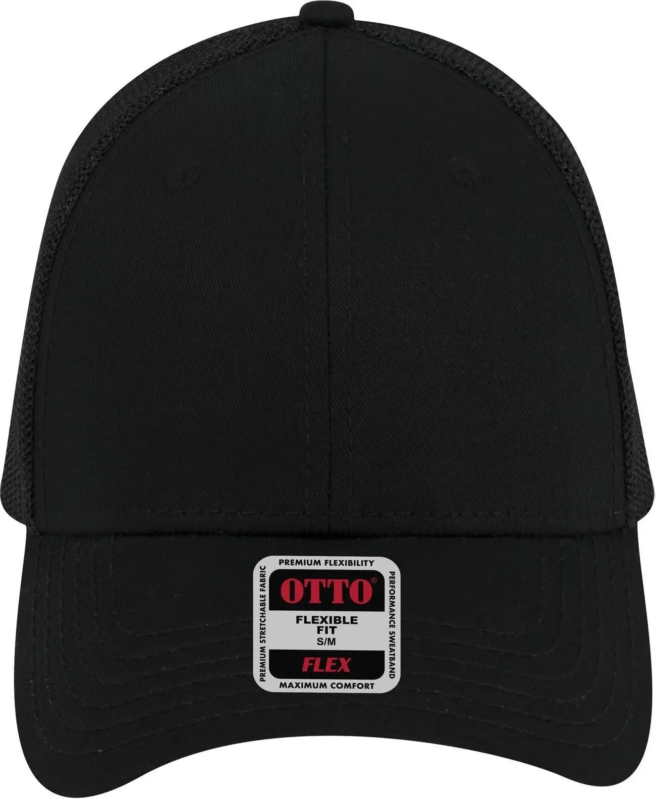 Otto 135-1230 ?Otto Flex’ Fitted 6 Panel Low Profile Mesh Back Trucker Cap - Black