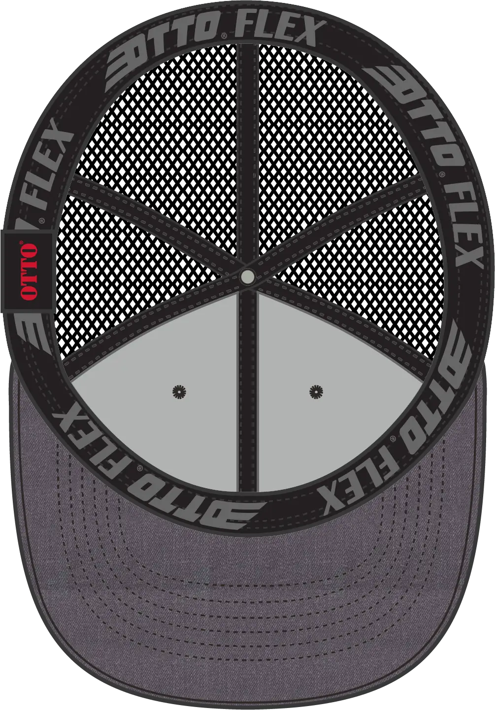 Otto 135-1230 ?Otto Flex’ Fitted 6 Panel Low Profile Mesh Back Trucker Cap - Ht.blk/blk