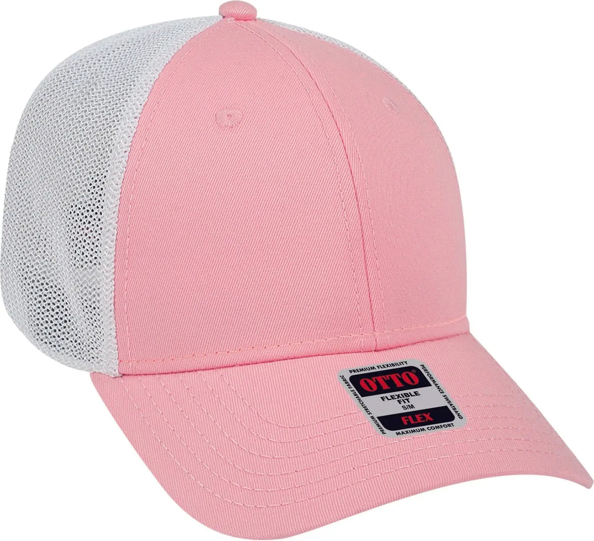 Otto 135-1230 ?Otto Flex’ Fitted 6 Panel Low Profile Mesh Back Trucker Cap - Pnk/pnk/wht