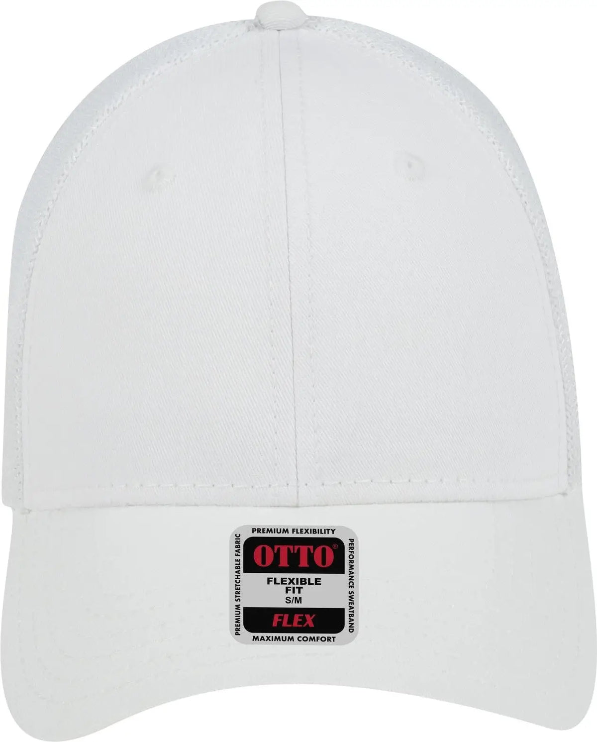 Otto 135-1230 ?Otto Flex’ Fitted 6 Panel Low Profile Mesh Back Trucker Cap - White
