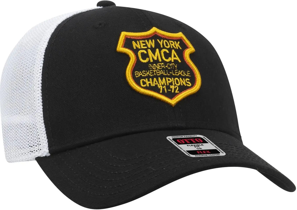 Otto 135-1230 ?Otto Flex’ Fitted 6 Panel Low Profile Mesh Back Trucker Cap - Blk/blk/wht