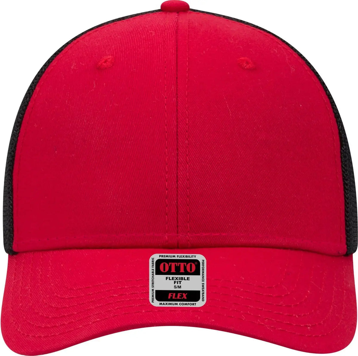 Otto 135-1230 ?Otto Flex’ Fitted 6 Panel Low Profile Mesh Back Trucker Cap - Red/red/blk