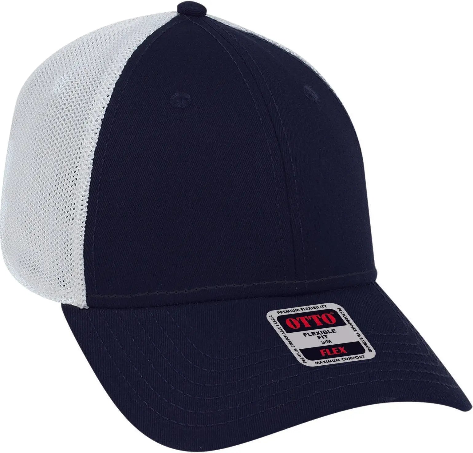 Otto 135-1230 ?Otto Flex’ Fitted 6 Panel Low Profile Mesh Back Trucker Cap - Nvy/nvy/wht