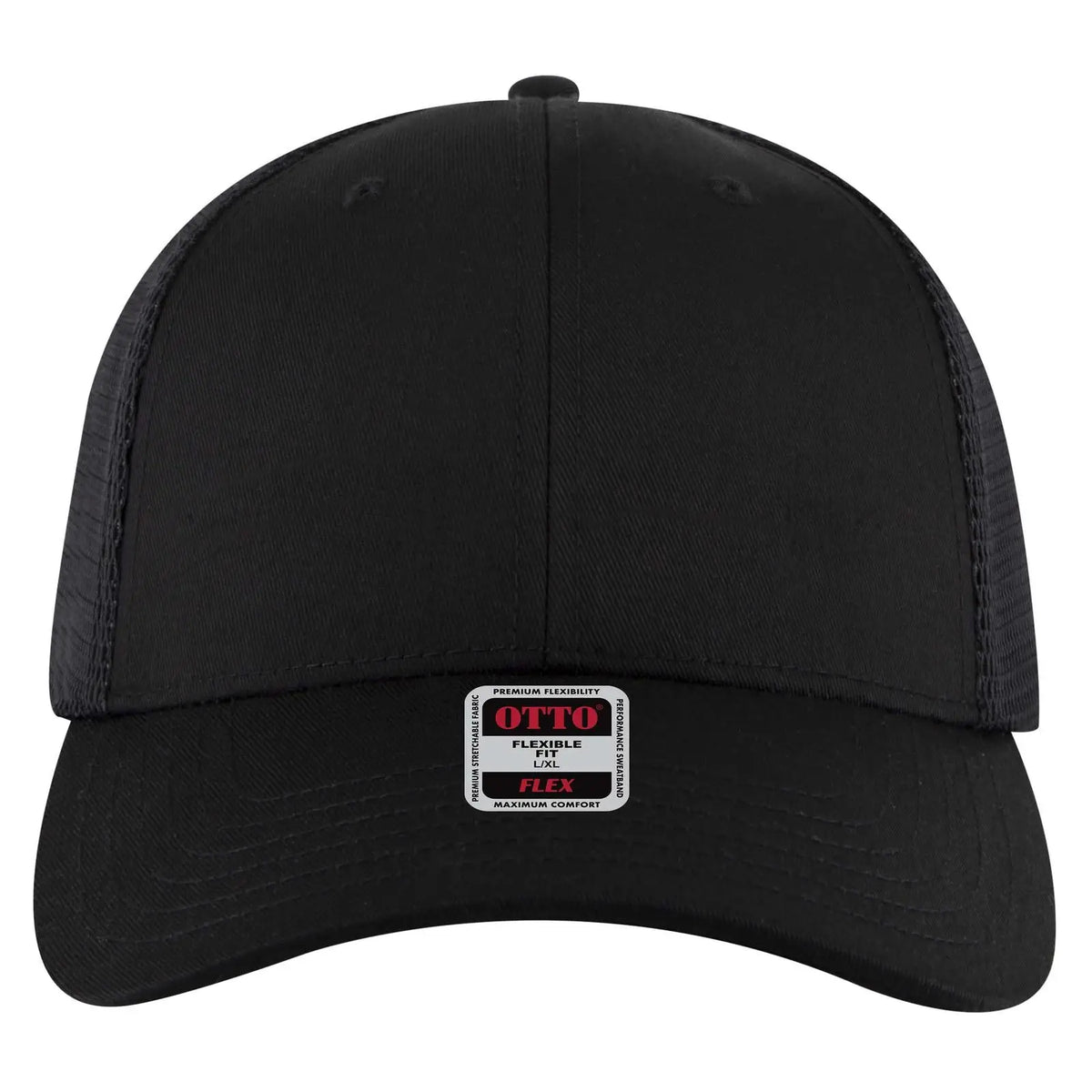 Otto 135-2 ?Otto Flex’ Fitted 6 Panel Low Profile Mesh Back Trucker Cap - Black