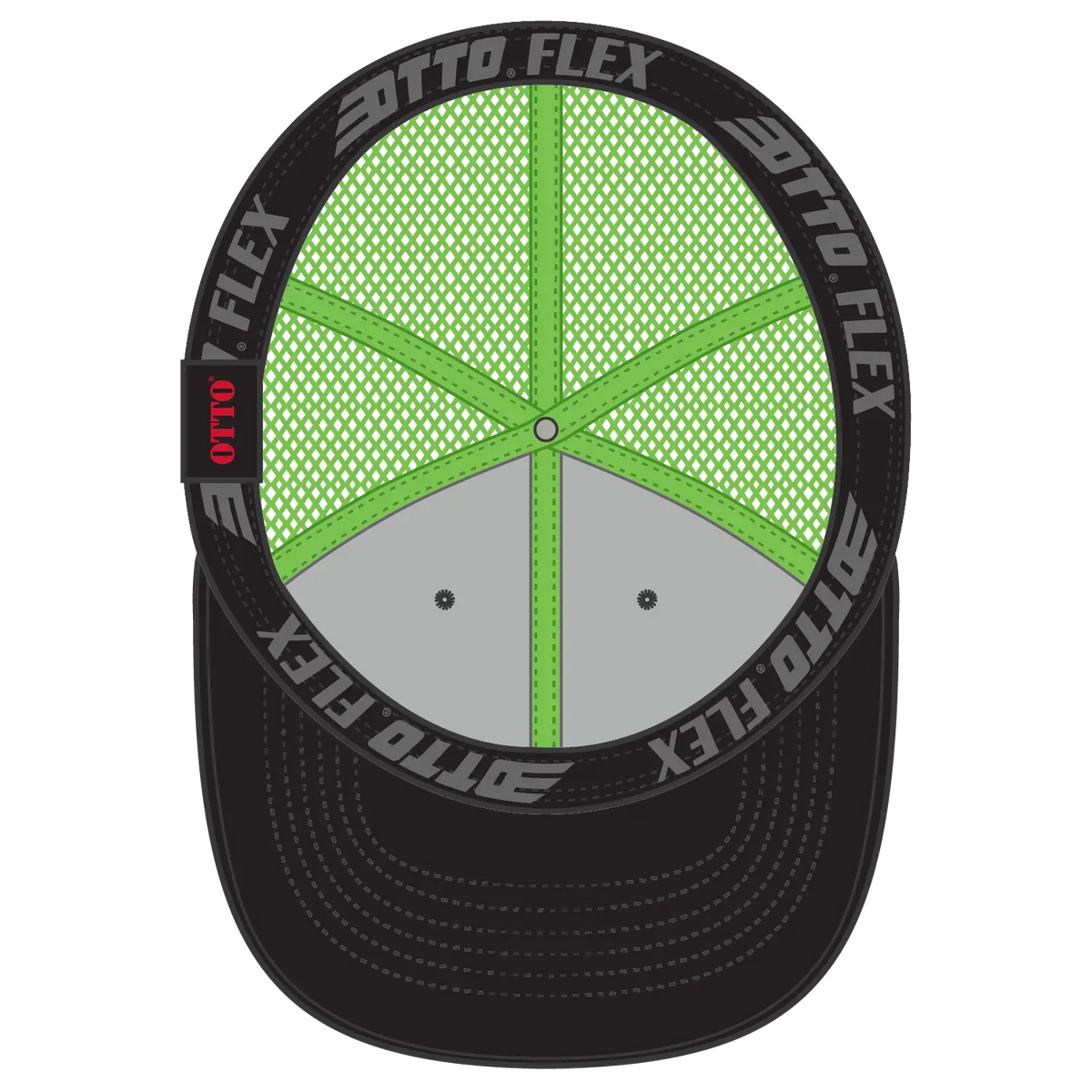 Otto 135-2 ?Otto Flex’ Fitted 6 Panel Low Profile Mesh Back Trucker Cap - Blk/blk/n.grn
