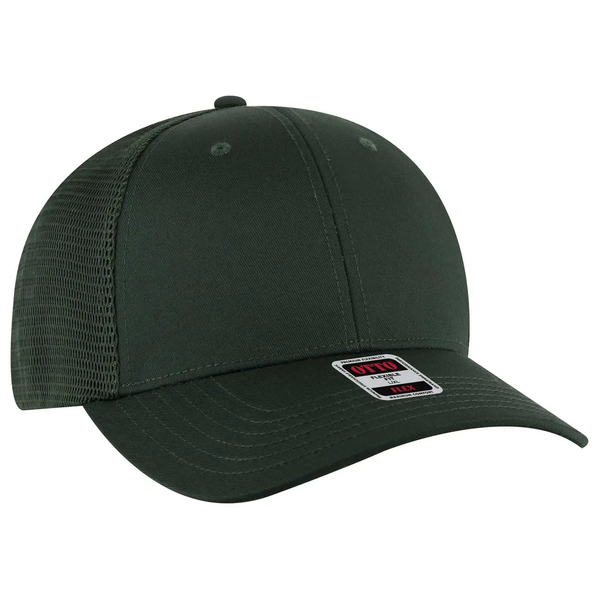 Otto 135-2 ?Otto Flex’ Fitted 6 Panel Low Profile Mesh Back Trucker Cap - Dk. Green