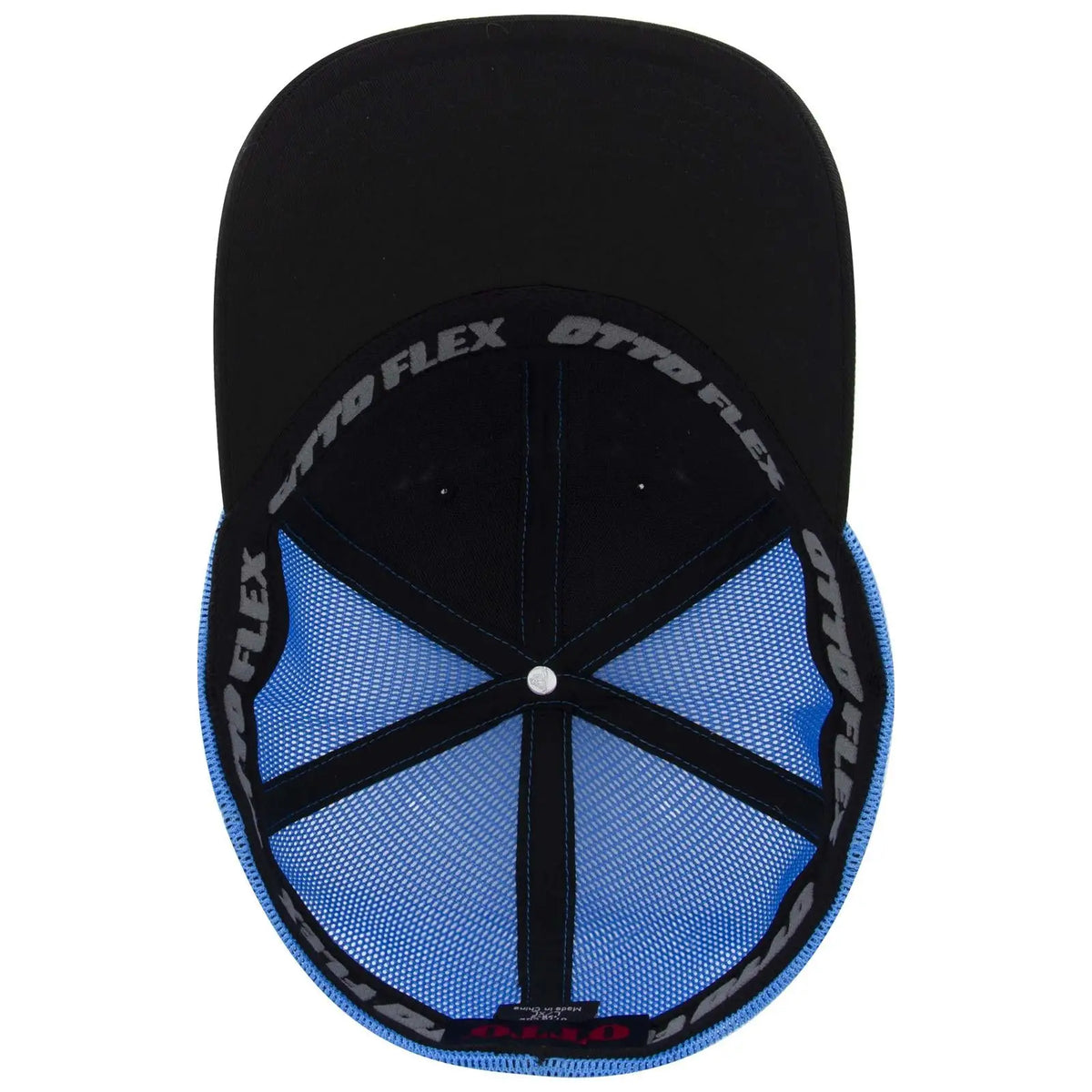 Otto 135-2 ?Otto Flex’ Fitted 6 Panel Low Profile Mesh Back Trucker Cap - Blk/blk/n.blue