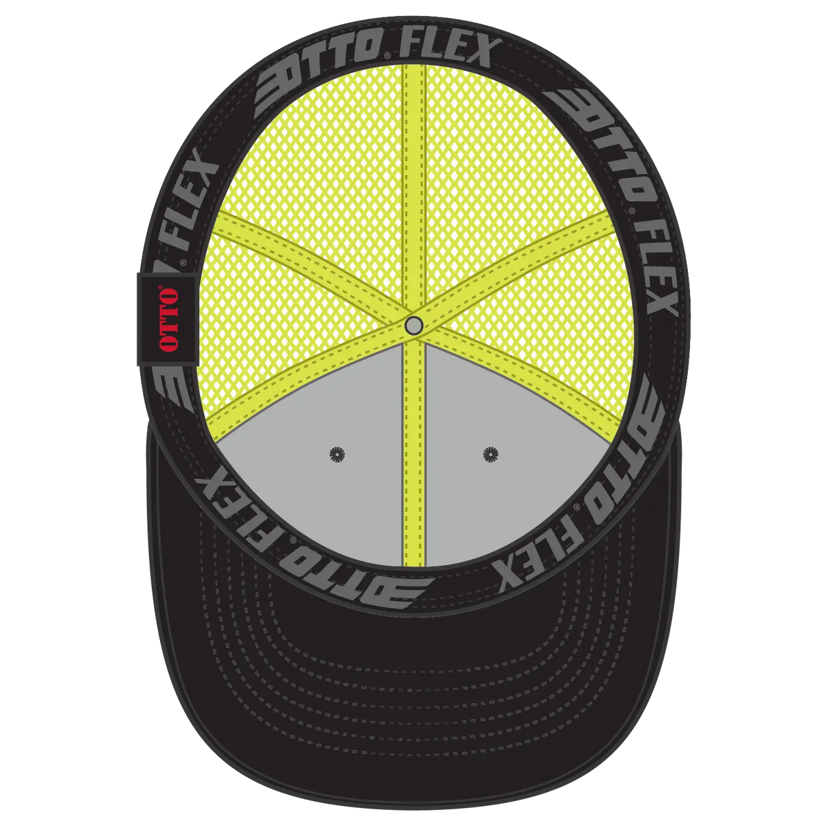 Otto 135-2 ?Otto Flex’ Fitted 6 Panel Low Profile Mesh Back Trucker Cap - Blk/blk/n.ylw