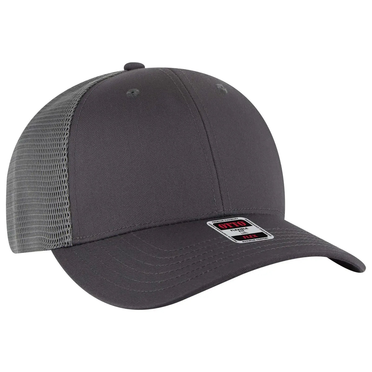 Otto 135-2 ?Otto Flex’ Fitted 6 Panel Low Profile Mesh Back Trucker Cap - Char. Gray