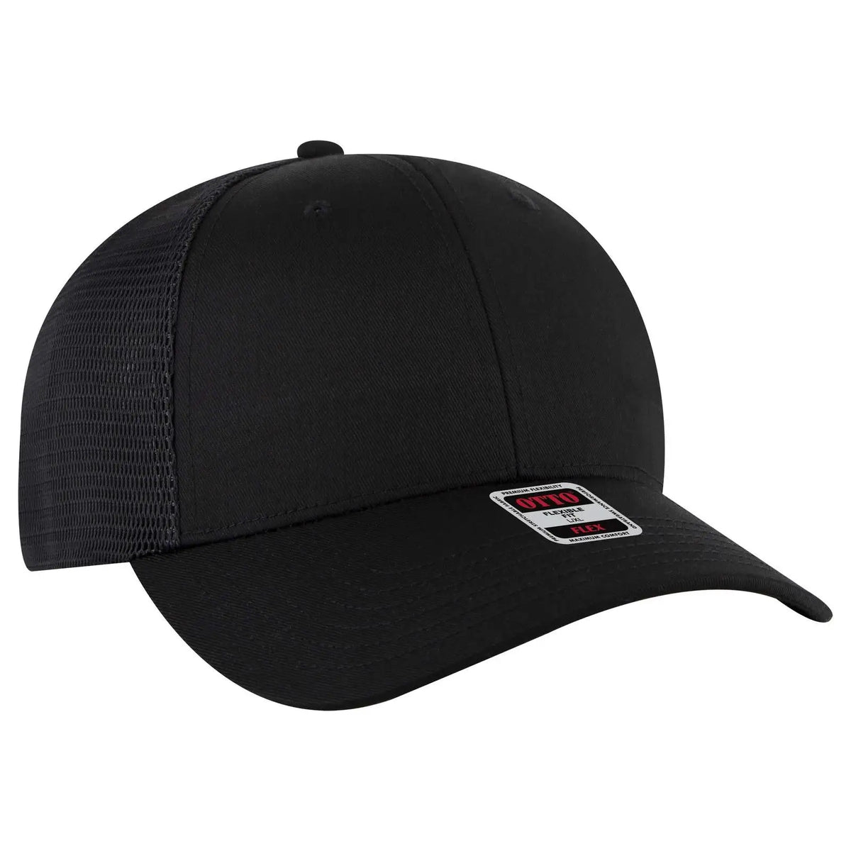 Otto 135-2 ?Otto Flex’ Fitted 6 Panel Low Profile Mesh Back Trucker Cap - Black