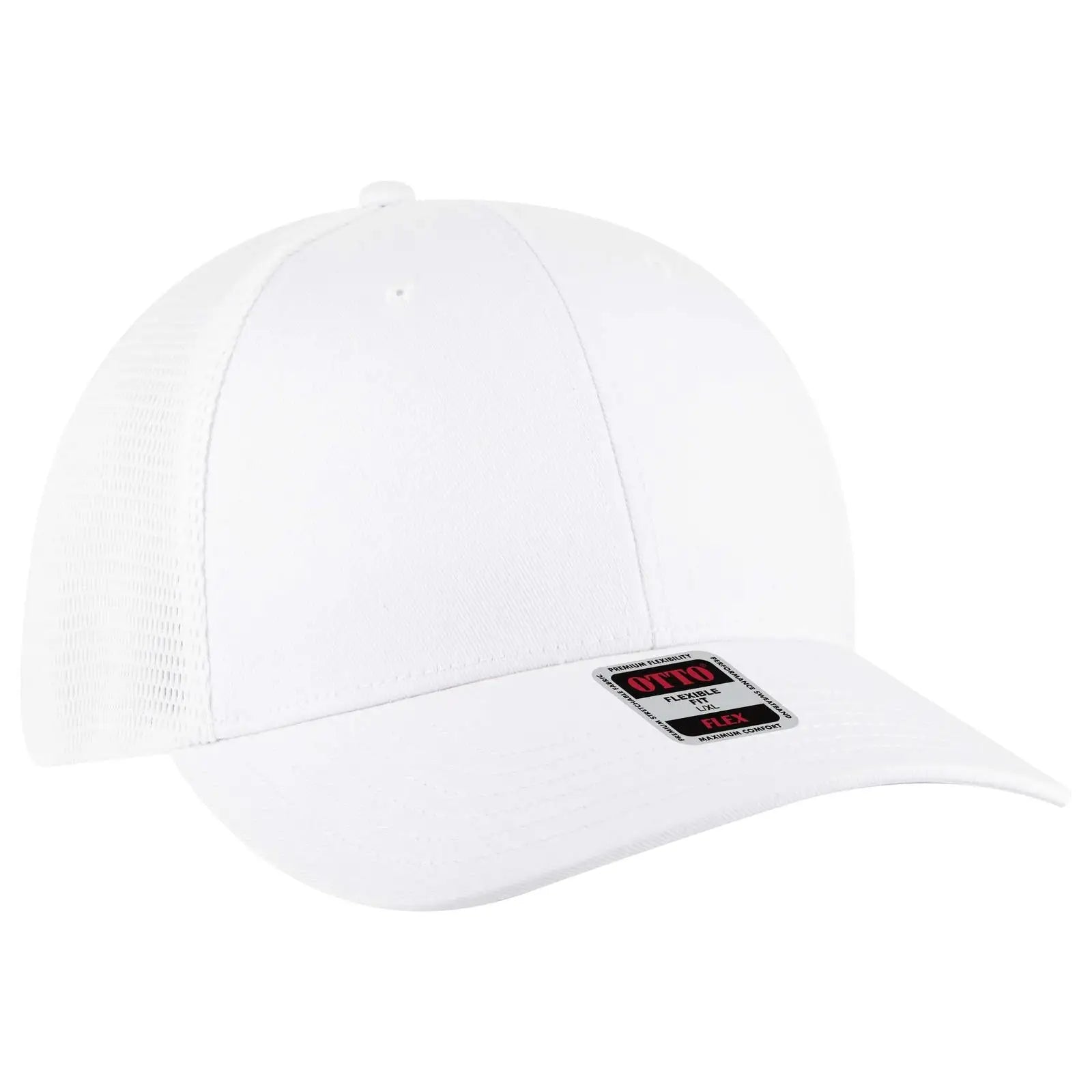 Otto 135-2 ?Otto Flex’ Fitted 6 Panel Low Profile Mesh Back Trucker Cap - White