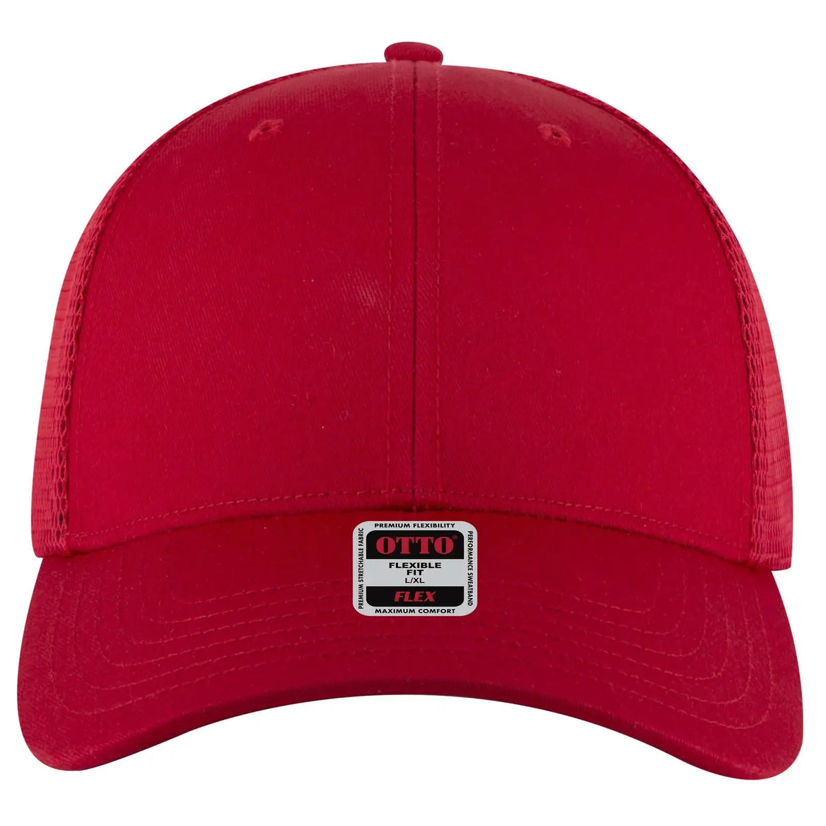 Otto 135-2 ?Otto Flex’ Fitted 6 Panel Low Profile Mesh Back Trucker Cap - Red