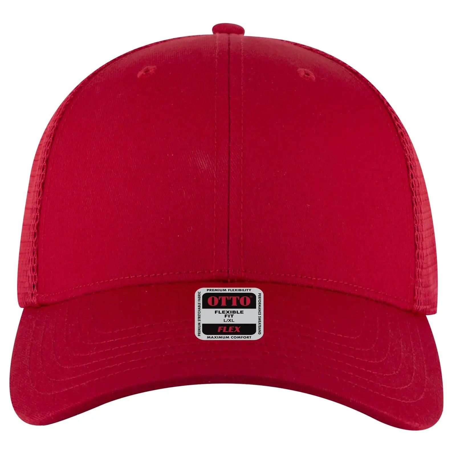 Otto 135-2 ?Otto Flex’ Fitted 6 Panel Low Profile Mesh Back Trucker Cap - Red