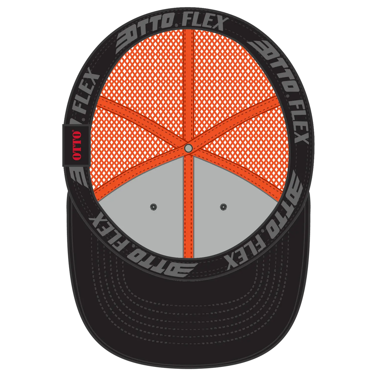 Otto 135-2 ?Otto Flex’ Fitted 6 Panel Low Profile Mesh Back Trucker Cap - Blk/blk/n Org