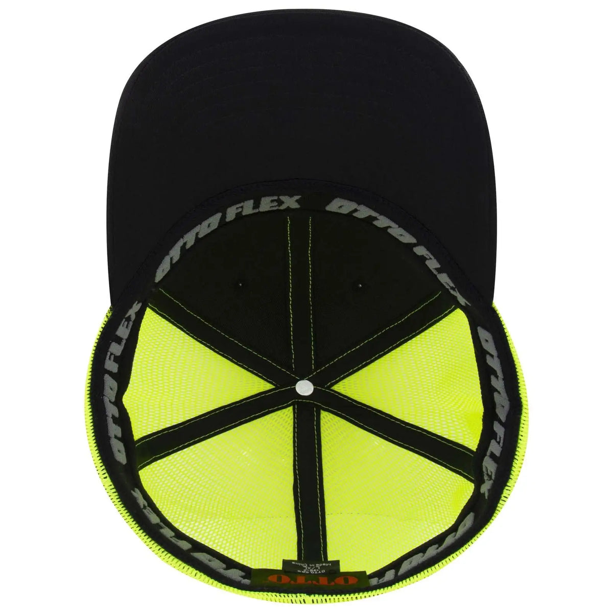 Otto 135-2 ?Otto Flex’ Fitted 6 Panel Low Profile Mesh Back Trucker Cap - Blk/blk/n.ylw