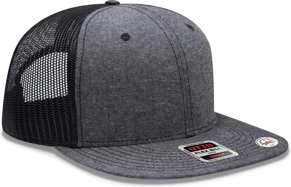 Otto 141-1070 ?Otto Snap’ 6 Panel Pro Style Mesh Back Trucker Snapback Cap - Black - 1/2’’ - 7 5/8’’