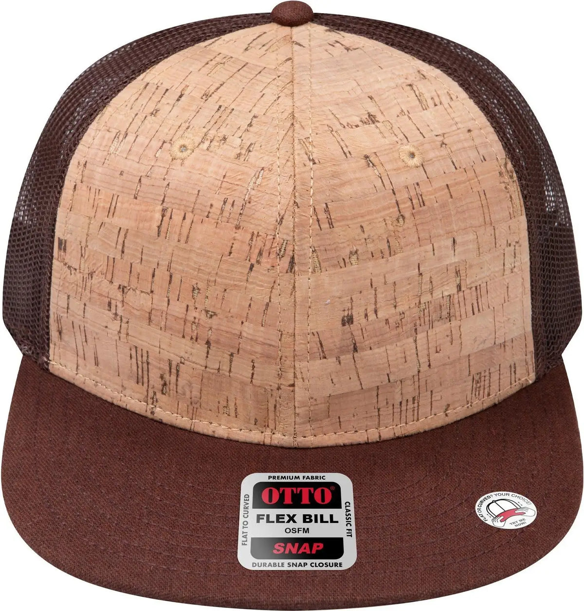 Otto 141-1070 ?Otto Snap’ 6 Panel Pro Style Mesh Back Trucker Snapback Cap - Brn/crk/brn - 1/2’’ - 7 5/8’’