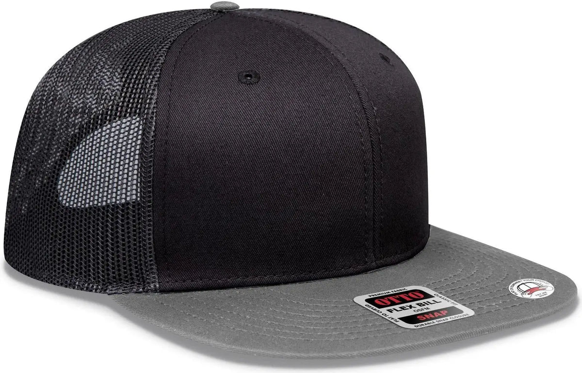 Otto 141-1070 ?Otto Snap’ 6 Panel Pro Style Mesh Back Trucker Snapback Cap - Gry/blk/blk - 1/2’’ - 7 5/8’’