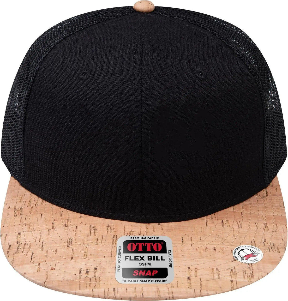 Otto 141-1070 ?Otto Snap’ 6 Panel Pro Style Mesh Back Trucker Snapback Cap - Cork/blk - 1/2’’ - 7 5/8’’
