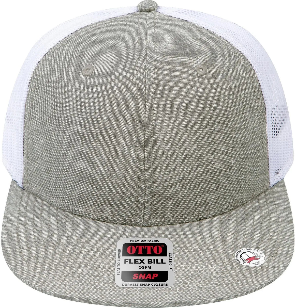 Otto 141-1070 ?Otto Snap’ 6 Panel Pro Style Mesh Back Trucker Snapback Cap - Chgry/wht - 1/2’’ - 7 5/8’’