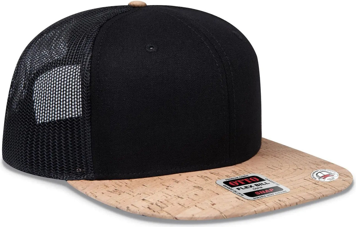 Otto 141-1070 ?Otto Snap’ 6 Panel Pro Style Mesh Back Trucker Snapback Cap - Cork/blk - 1/2’’ - 7 5/8’’