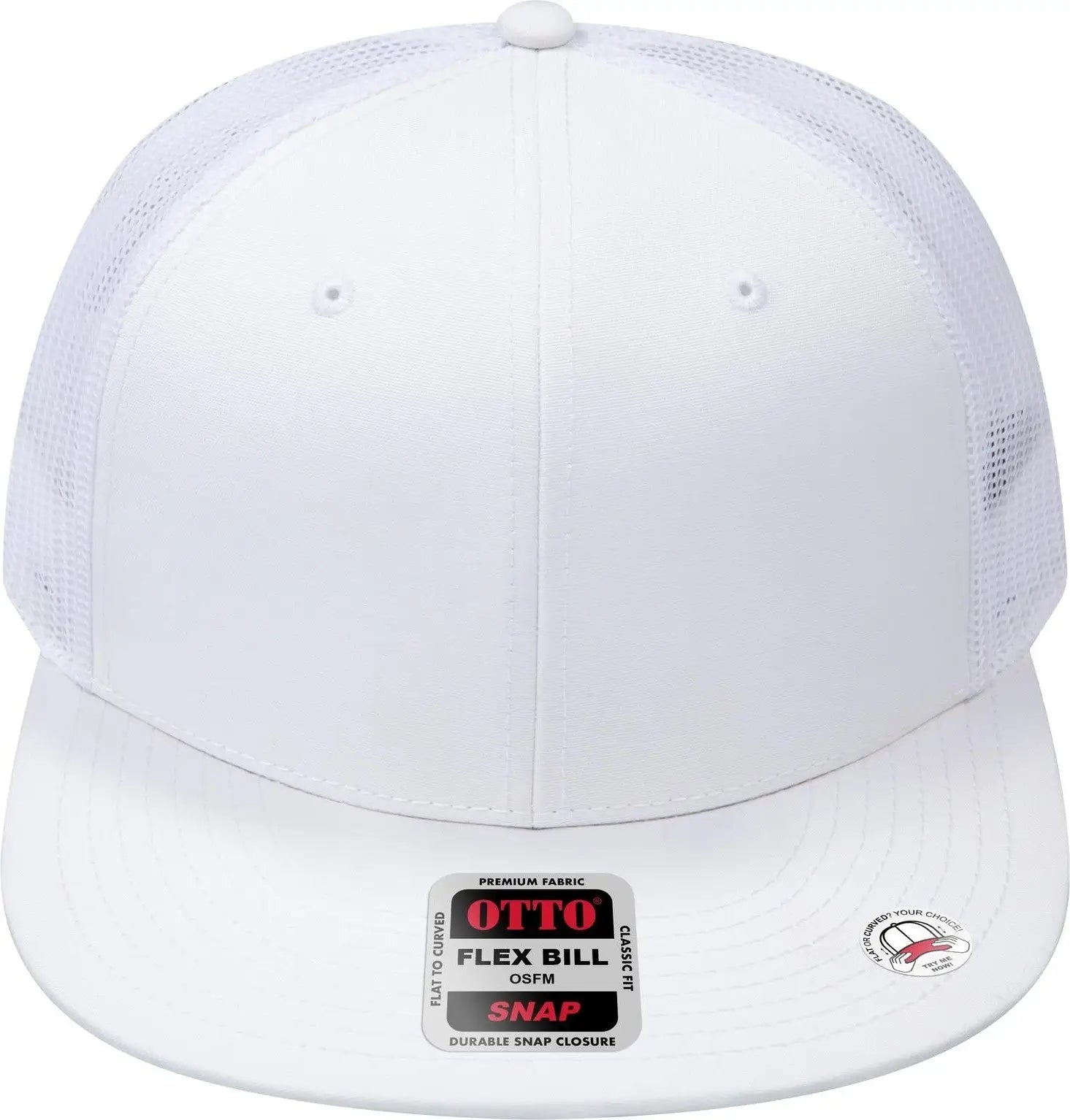 Otto 141-1070 ?Otto Snap’ 6 Panel Pro Style Mesh Back Trucker Snapback Cap - White - 1/2’’ - 7 5/8’’