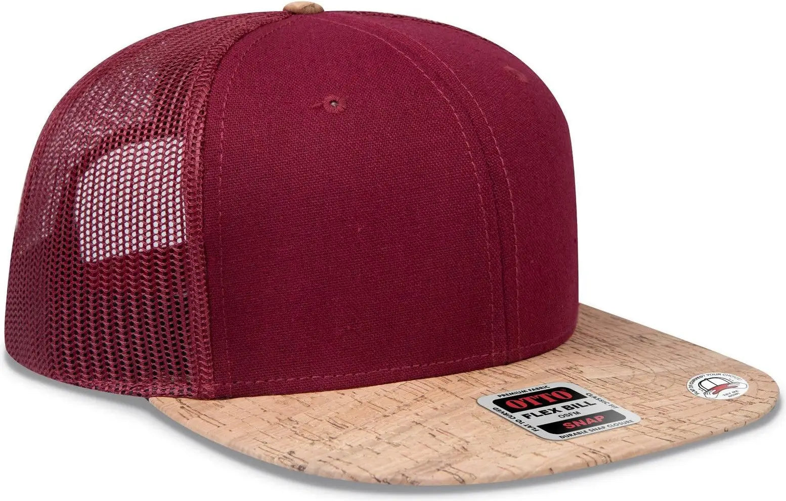 Otto 141-1070 ?Otto Snap’ 6 Panel Pro Style Mesh Back Trucker Snapback Cap - Cork/bg Mrn - 1/2’’ - 7 5/8’’