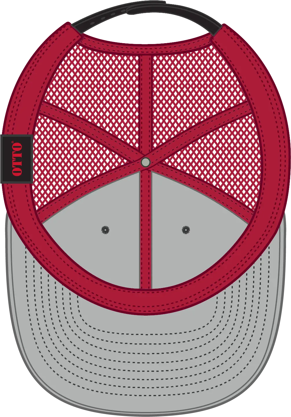 Otto 141-1070 ?Otto Snap’ 6 Panel Pro Style Mesh Back Trucker Snapback Cap - Blk/blk/red - 1/2’’ - 7 5/8’’