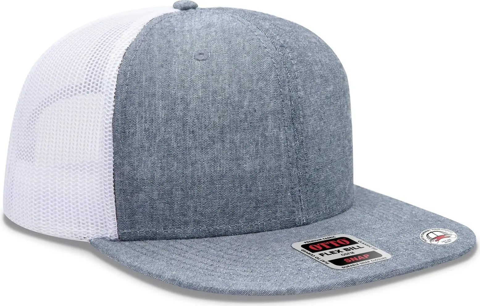 Otto 141-1070 ?Otto Snap’ 6 Panel Pro Style Mesh Back Trucker Snapback Cap - Nvy/wht - 1/2’’ - 7 5/8’’