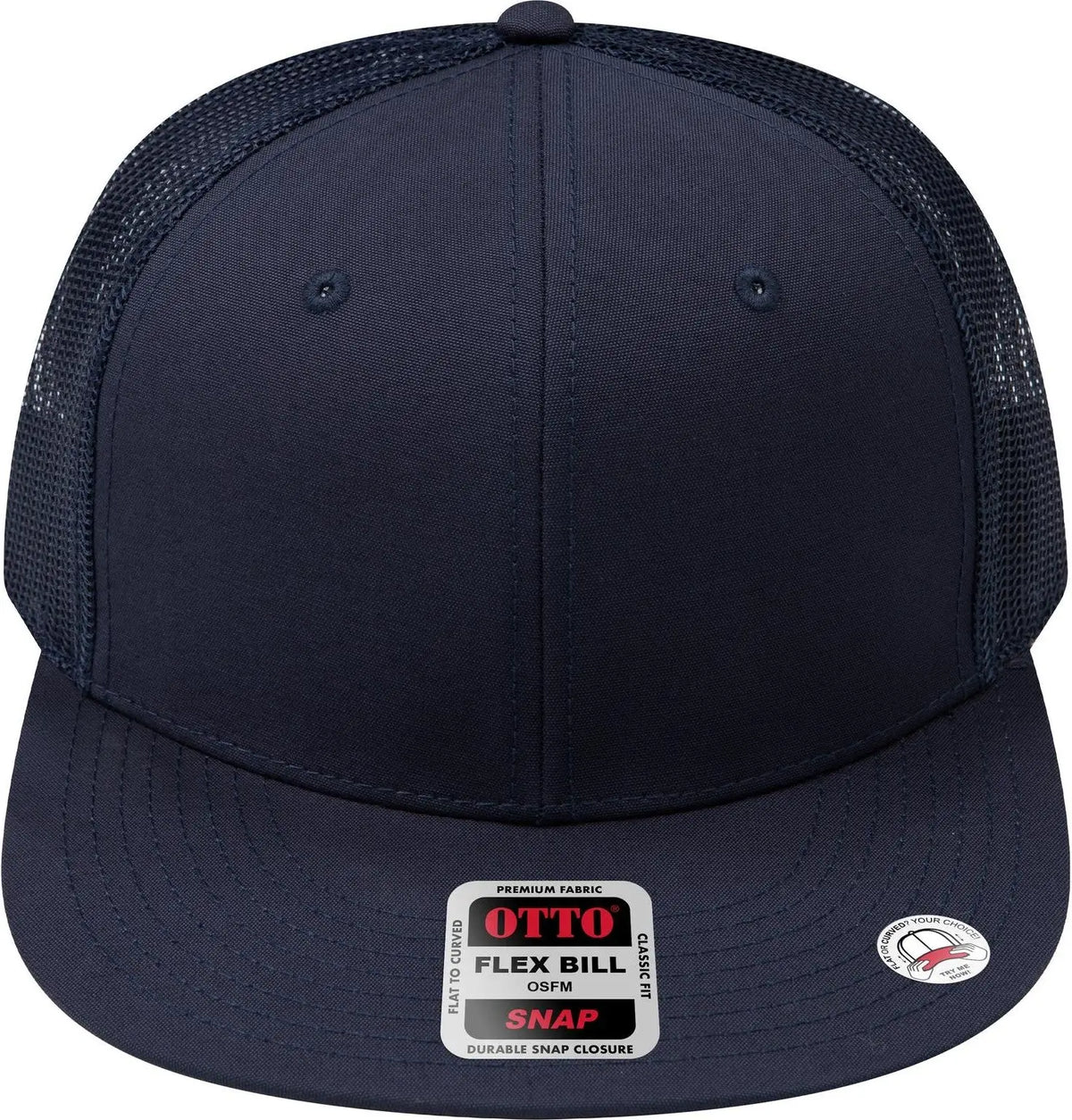 Otto 141-1070 ?Otto Snap’ 6 Panel Pro Style Mesh Back Trucker Snapback Cap - Navy - 1/2’’ - 7 5/8’’